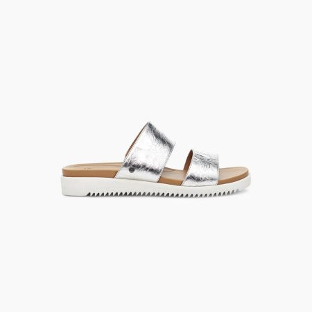 UGG Zyle Metallic Silver Slides for Women (FBJO93024)